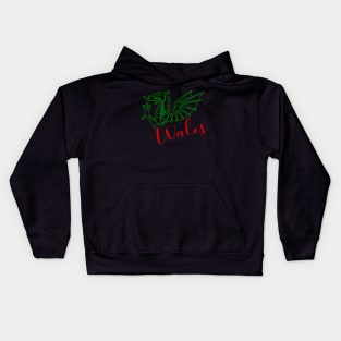 WALES RED DRAIG GOCH RED DRAGON GREEN Kids Hoodie